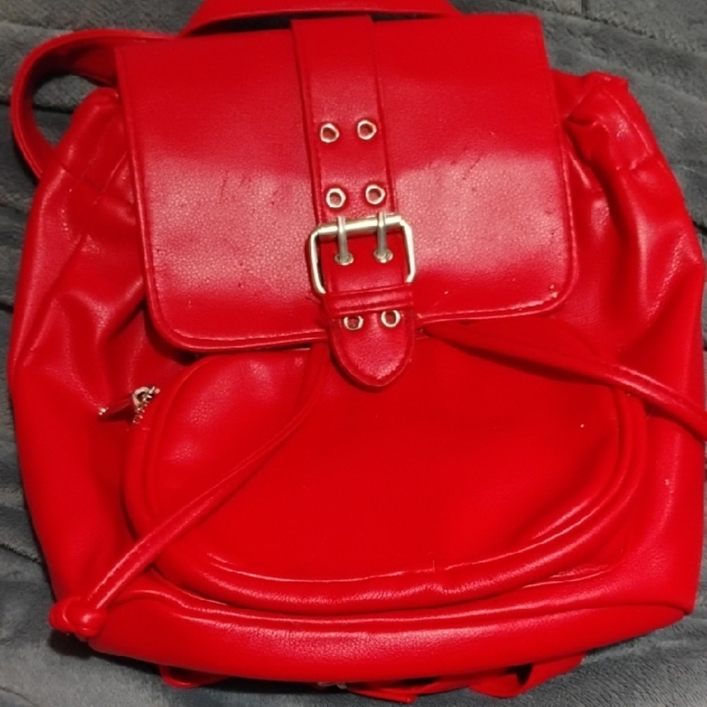 Red Leather Backpack